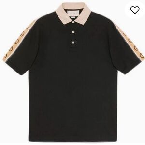 Gucci Piquet Polo With Interlocking G Stripe